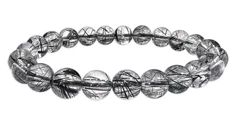 Pulseira de Cristal de Rocha com Turmalina AAA contas 8mm