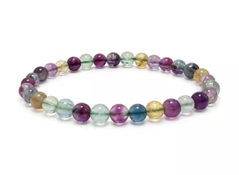 Pulseira de Fluorita Multicolor AA Contas 6 mm
