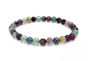 Pulseira de fluorita multicolorida AA + contas de 6-7 mm