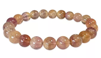 Pulseira de Fluorita Amarela e Violeta AA contas 7.5-8.5mm