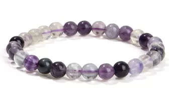 Pulseira de Fluorita Violeta AB contas 6mm