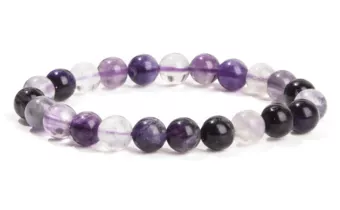 Pulseira de Fluorita Violeta AB contas 8mm