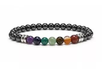 Pulseira de Hematita A 7 Chakras contas de 6mm