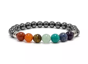 Pulseira Hematita 7 Chakras A contas de 8mm