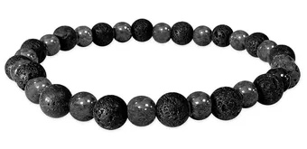 Pulseira de Hematite e Pedra de Lava 6mm