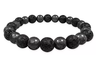 Pulseira de hematite e pedra de lava 8mm