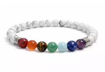 Pulseira Howlita 7 Chakras A contas de 6mm