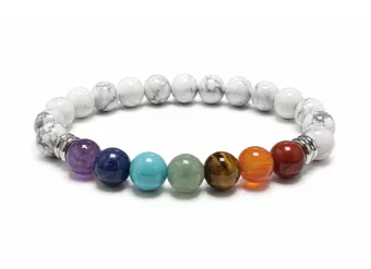 Pulseira Howlita 7 Chakras A contas de 8mm