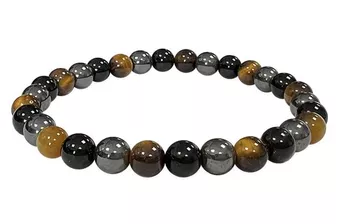 Pulseira Hematita Olho de Tigre Obsidiana Negra Qualidade A contas 6mm