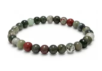 Pulseira de Jaspe Heliotrópio Bloodstone AB Contas 6-7 mm