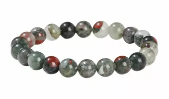 Pulseira de Jaspe Heliotrópio Bloodstone AB Contas 8-9 mm