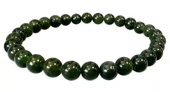 Pulseira de Jade Nefrite do Canadá AA+ contas de 6mm