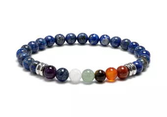 Pulseira de Lápis-Lazúli 7 Chakras A Contas de 6 mm