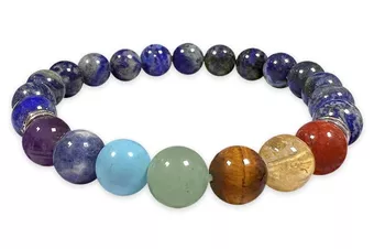 Pulseira Lápis-Lazúli 7 Chakras AB contas 8mm