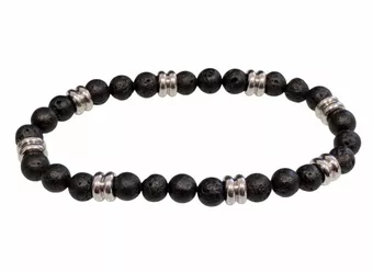 Pulseira de Pedra de Lava com Charms AB contas 6mm