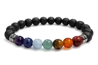 Pulseira de Pedra de Lava 7 Chakras A+ com Contas de 8mm