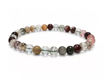 Pulseira Quartzo Rutilado Multicolor Lodolita A Contas 6 mm