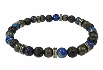 Pulseira de Lápis-lazúli, Pedra Vulcânica, Pingentes A com contas de 6mm