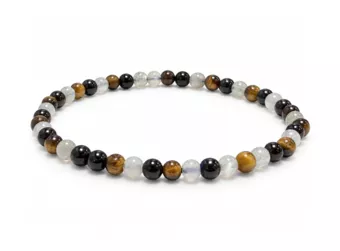 Pulseira Labradorita Olho de Tigre Obsidiana Negra A Contas 4-5 mm