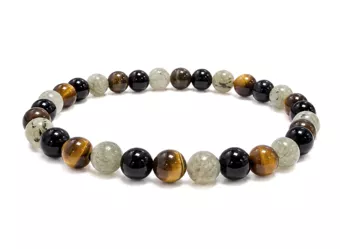 Pulseira Labradorita Olho de Tigre Ónix A contas 6mm