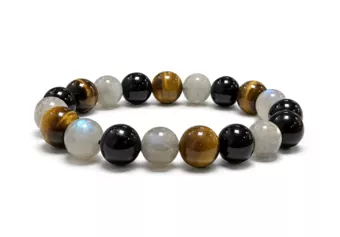 Pulseira de Labradorita Olho de Tigre Turmalina A Contas 10 mm