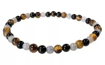 Labradorite Olho de tigre Turmalina A contas 4mm Pulseira