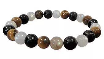 Pulseira de Labradorita, Olho de Tigre e Turmalina A contas 8mm