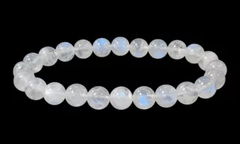 Pulseira com pedra da lua branca e pérolas de Peristerite AAA 8mm