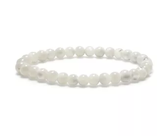 Pulseira de Madrepérola Branca com Contas de 6 mm
