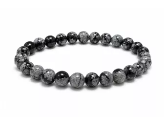 Pulseira de Obsidiana Floco de Neve A Contas de 6 mm