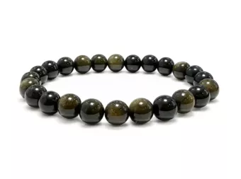 Pulseira de Obsidiana Dourada A Contas 8 mm