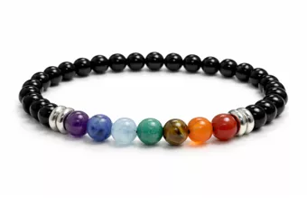 Pulseira de Ônix 7 Chakras A com Contas de 6mm