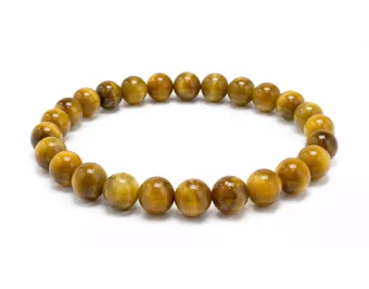 Pulseira de Olho de Tigre Dourado AA com Contas de 8mm