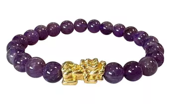 Pulseira Ametista e Pixiu A Perles 8mm
