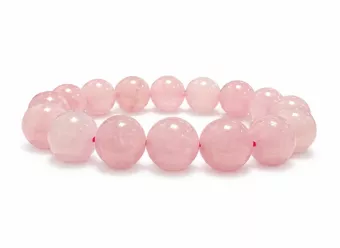 Pulseira de Quartzo Rosa A contas de 12mm