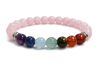 Pulseira Quartzo Rosa 7 Chakras A contas 8mm