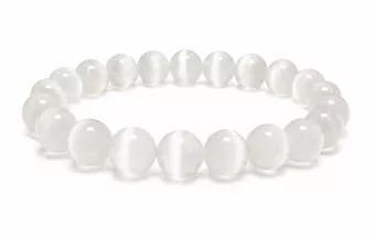 Pulseira de Selenita Olho de Gato A contas de 10mm