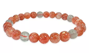 Pulseira multicolorida de pedra solar com pérolas AAA de 6 mm