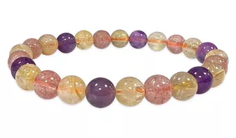 Ametista Rutilo Quartzo Morango Contas 8mm Pulseira