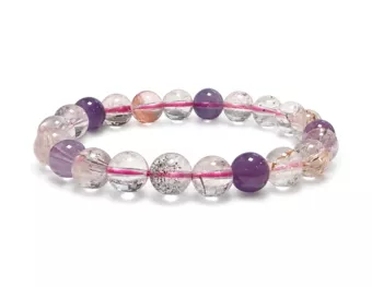 Pulseira em Super Seven AA Quartzo com Inclusões Contas 8–9 mm
