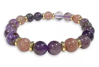 Pulseira Super Seven e Ouro 8mm