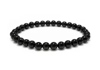 Pulseira de turmalina negra com contas de 5,5 a 6,5 mm