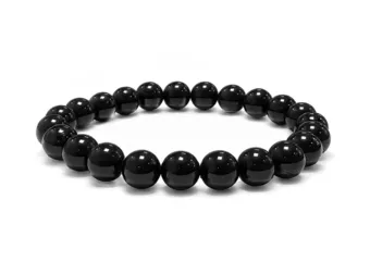 Pulseira de Turmalina Negra com Contas de 8-9 mm