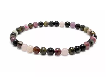 Pulseira de Turmalina Multicolor A Contas de 4-5 mm