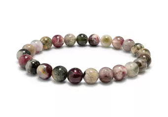 Pulseira de Turmalina Multicolor A Contas de 8 mm