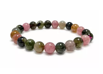 Pulseira de Turmalina Multicolor AA+ Contas de 7,5-8,5 mm