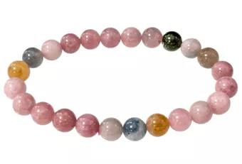 Pulseira multicolorida de turmalina rosa AA+ contas 7,5-8,5 mm