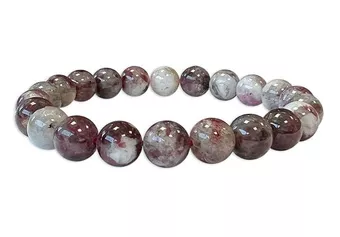 Pulseira de turmalina rosa com contas de 8 mm