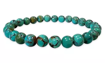 Pulseira de contas de turquesa chinesa natural AAAA 6mm