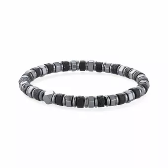 Pulseira de Pedra de Lava e Hematita A contas 6mm